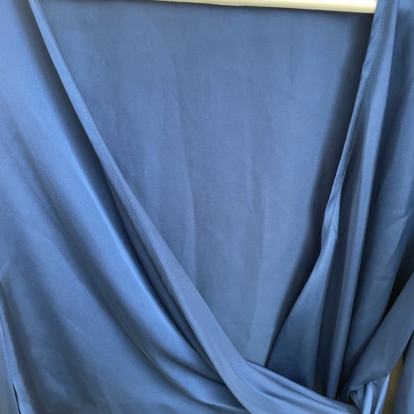 Silk blue cross over Zara blouse in royal blue - Picture 2 of 3